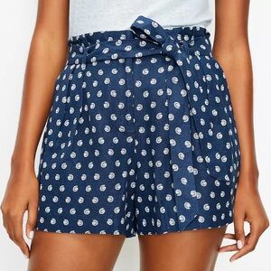 LOFT Women’s Linen Blend High Waist Navy Blue Shorts